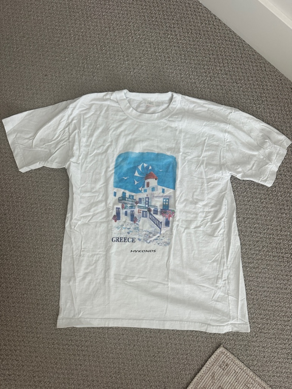 Greece Mykonos White Graphic T-Shirt